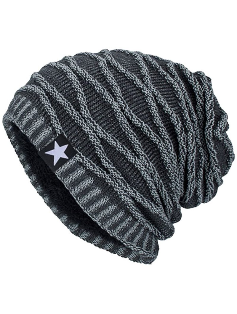 Skullies & Beanies Ski Hat- Unisex Adult Chunky Soft Knit Ribbed Beanie Warm Skull Cap - Gray - CF18HWO9GH6 $11.66