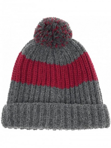 Skullies & Beanies Alpaca Wool & Acrylic Blend Vintage Style Beanie/Tossle Cap - Knit Beanie Hat with Pom Pom - Unisex - CU18...
