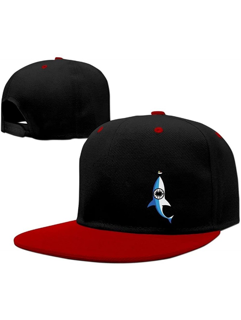 Skullies & Beanies Lovely Sharky Solid Flat Bill Snapback Baseball Cap Hip Hop Unisex Custom Hat. - Red - CE18EM2AN6C $18.78