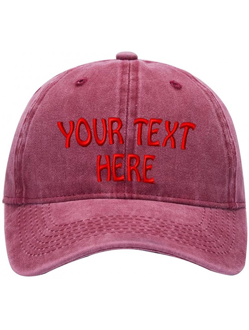Baseball Caps Custom Denim Hat Embroidered Men Women Personalized Text Name Baseball Cap - Retro Wine - CA18GAYSWUH $19.04