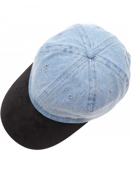 Baseball Caps Casual 100% Cotton Denim Baseball Cap Hat with Adjustable Strap. - Black Suede Brim-light Blue - CN196WIOK5A $1...