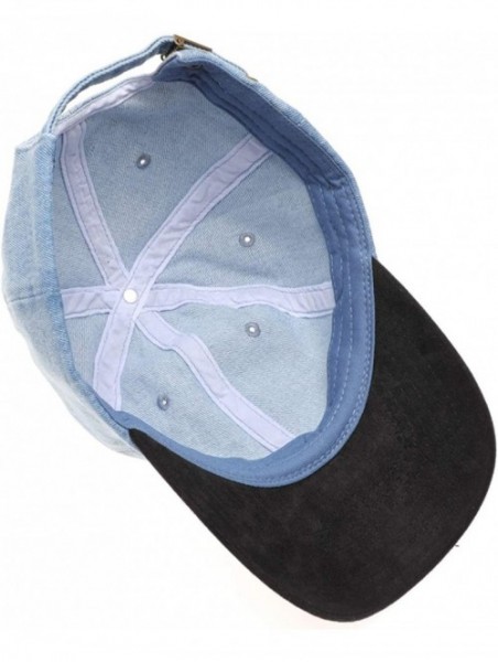 Baseball Caps Casual 100% Cotton Denim Baseball Cap Hat with Adjustable Strap. - Black Suede Brim-light Blue - CN196WIOK5A $1...