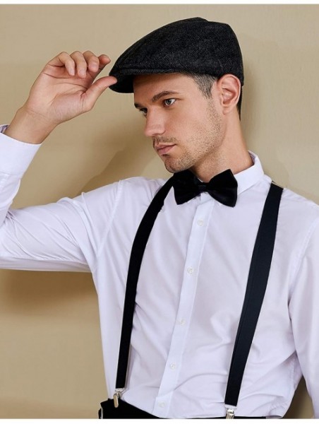 Newsboy Caps 1920s Gatsby Newsboy Hat Cap for Men Gatsby Hat for Men 1920s Mens Gatsby Costume Accessories - Black - CA18H45G...
