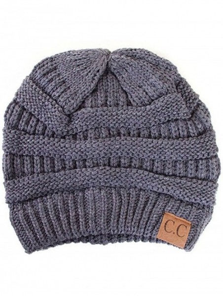 Skullies & Beanies Trendy Warm Chunky Soft Stretch Cable Knit Beanie Skull Cap Hat - Dark Melange Grey - CL185R426G4 $14.81