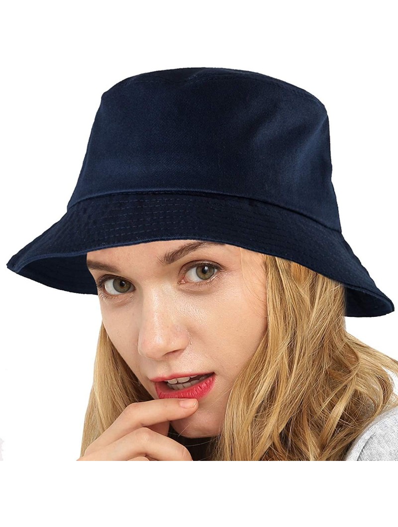 Bucket Hats Womens Bucket Hat Fishing Hat - Black Cotton Bucket Hats for Women Sun Hat Cap - Blue - CP18KMXMLLR $17.30