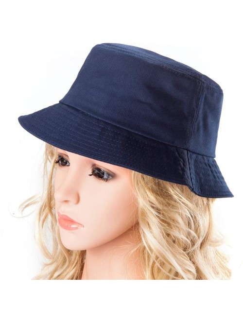 Bucket Hats Womens Bucket Hat Fishing Hat - Black Cotton Bucket Hats for Women Sun Hat Cap - Blue - CP18KMXMLLR $17.30