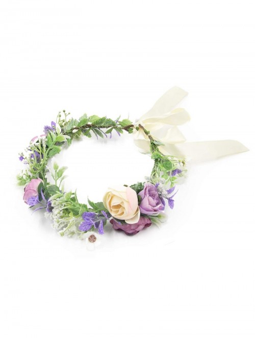 Headbands Flower Garland Crown Wreath Boho Floral Headband Halo Headpiece with Adjustable Ribbon for Wedding Party (13) - C71...