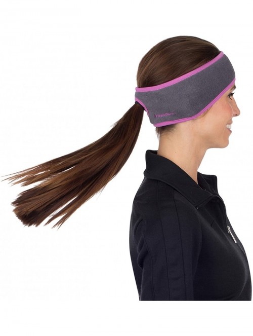 Balaclavas Women's Ponytail Headband - Fleece Earband - Winter Running Headband - Charcoal / Purple - CK11MNFZRP5 $19.81