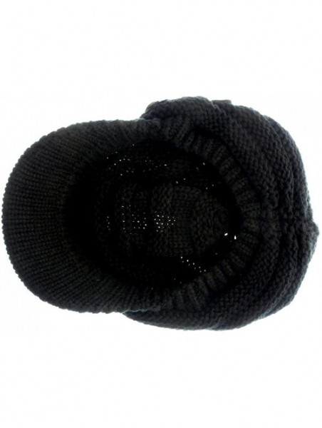 Skullies & Beanies Women's Knit Newsboy Hat with Satin Flower - Black - CE11OLQIQHZ $16.91