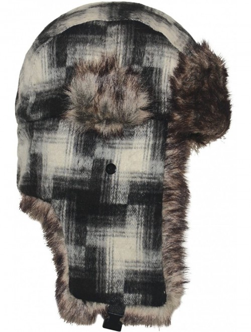 Skullies & Beanies Winter Wool Faux Fur Hat Super Thick And Soft - Checker - CR11HXBVAW7 $15.46