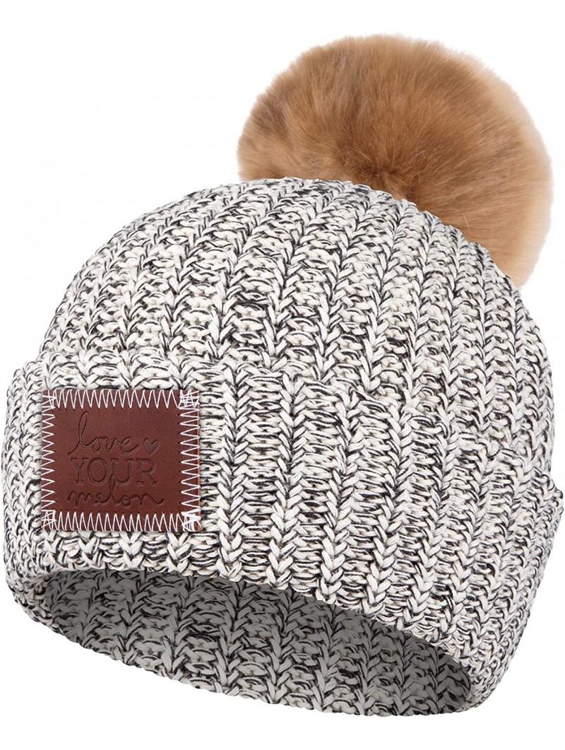 Skullies & Beanies Black Speckled Pom Beanie (Natural Pom) - CH18MC086IS $51.99