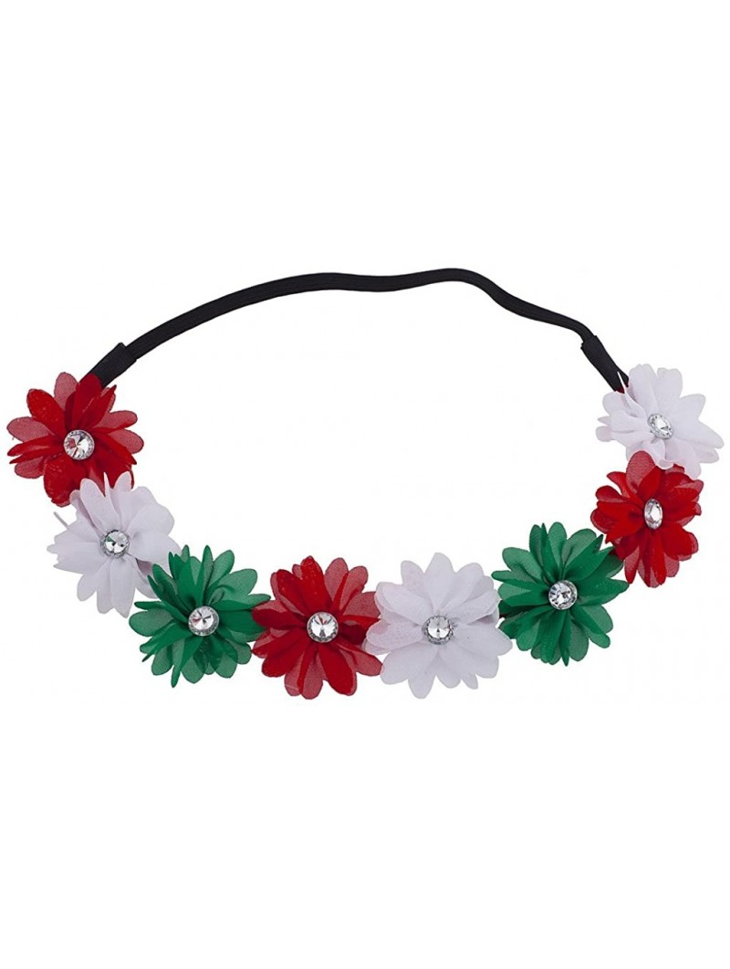 Headbands Multicolor Chiffon Flower Headband Flower Crown Headband - White Red Gren - CK12O9PVLUI $13.01