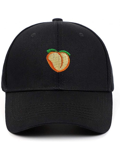 Baseball Caps Embroidered Strawberry Watermelon Adjustable - Black+peach - CK18RE9I3W9 $13.66