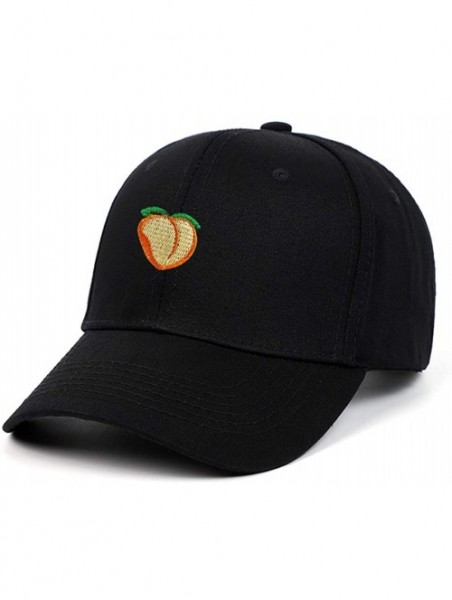 Baseball Caps Embroidered Strawberry Watermelon Adjustable - Black+peach - CK18RE9I3W9 $13.66