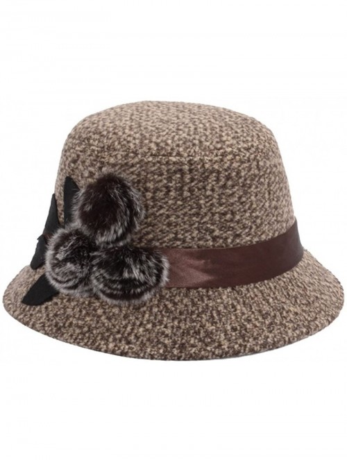 Bucket Hats Women's 1920s Winter Wool Cap Cloche Bucket Bowler Hat Crushable - Coffee-002 - C3187MCTGNL $29.09