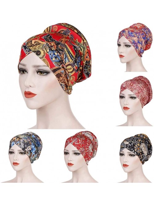 Balaclavas Head Scarf for Women Turban Knotted Vintage Flower Print Full Cover Fit-Head Wraps 2019 Winter New Cap - CB18YH0UW...