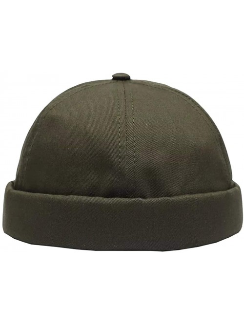 Skullies & Beanies Retro Rolled Cuff Skull Caps Brimless Beanie Hats for Men/Women - F-army Green - CL18SN3C7ZT $21.43