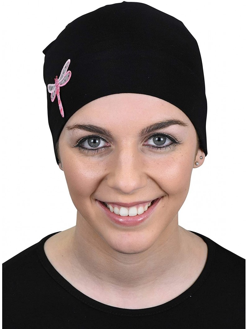 Skullies & Beanies Chemo Beanie Sleep Cap Pink Dragonfly - Black - CH18722EAUQ $17.77