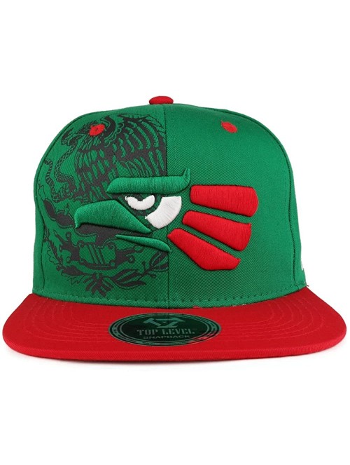 Baseball Caps Hecho En Mexico Eagle 3D Embroidered Flat Bill Snapback Cap - Green Red - CZ185QZWHMC $21.83