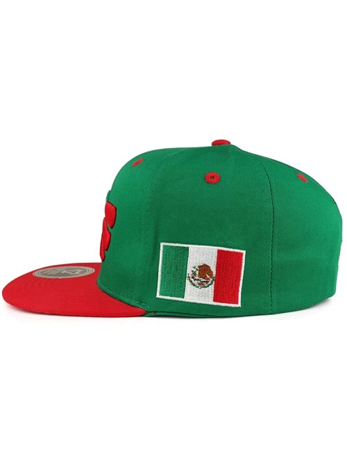 Baseball Caps Hecho En Mexico Eagle 3D Embroidered Flat Bill Snapback Cap - Green Red - CZ185QZWHMC $21.83