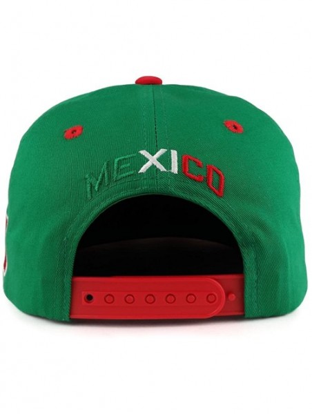 Baseball Caps Hecho En Mexico Eagle 3D Embroidered Flat Bill Snapback Cap - Green Red - CZ185QZWHMC $21.83