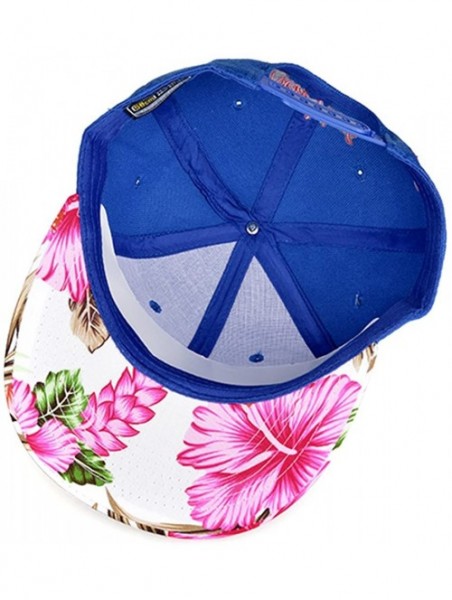 Baseball Caps Embroidery New York Floral Flower Blossom Brim Snapback Cap FFH184BEI - Blue - CB11LKGJXMV $18.64