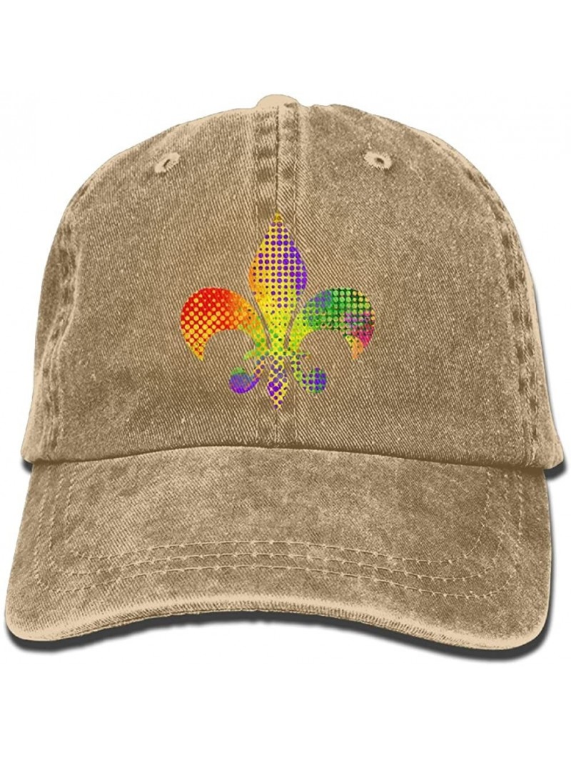 Baseball Caps Fleur De Lis Mardi Gras Adult Sport Adjustable Baseball Cap Cowboy Hat - Natural - CT189ZL9MKZ $12.93