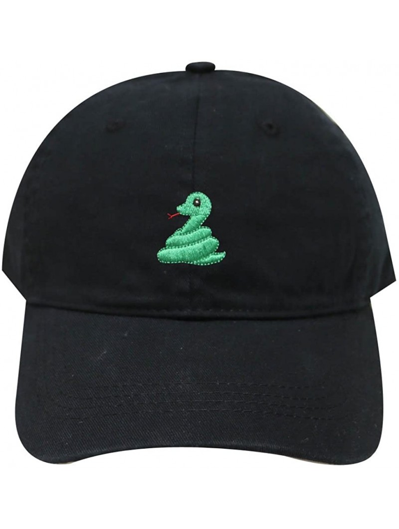 Baseball Caps Cute Snake Emoji Cotton Baseball Caps - Black - CA1862QOI68 $18.81