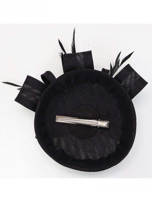 Berets Womens Fascinator Hat Sinamay Pillbox Flower Feather Tea Party Derby Wedding Headwear - A Black - CY18ANZM26C $13.32