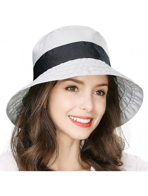 Sun Hats Womens UPF50+ Summer Sunhat Bucket Packable Wide Brim Hats w/Chin Cord - 00046_gray - CF18U79RTGM $23.69