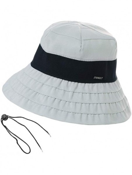 Sun Hats Womens UPF50+ Summer Sunhat Bucket Packable Wide Brim Hats w/Chin Cord - 00046_gray - CF18U79RTGM $23.69