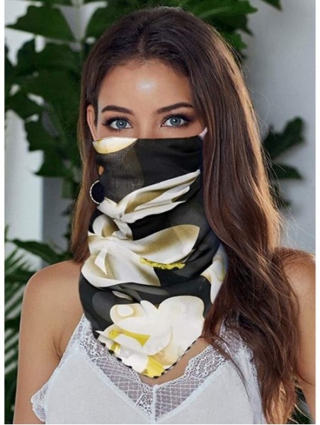 Balaclavas Seamless Unisex Floral Face Bandanas for Dust- Festivals- Outdoors- Sports Men Face Scarf - Flower-black - CX1982G...
