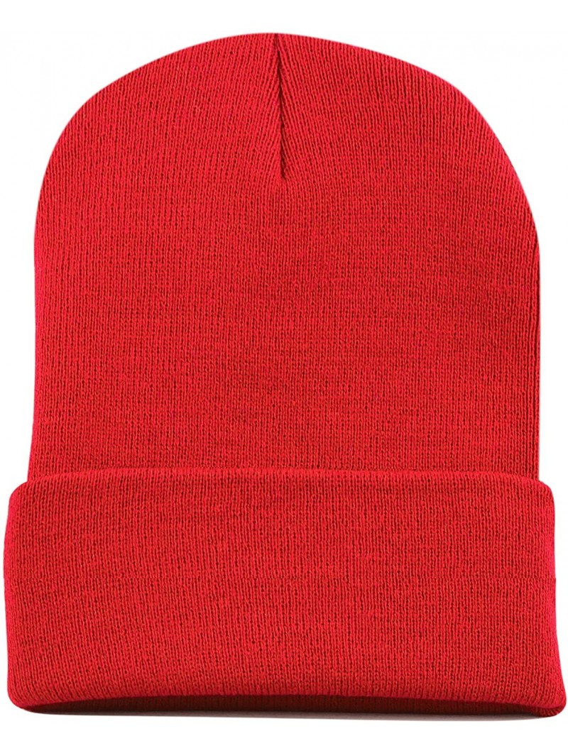 Skullies & Beanies 1300 Winter Unisex Plain Ski Beanie Knit Skull Hat - Red - CQ1272PCDO3 $12.20