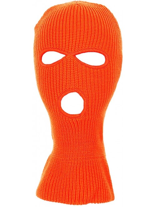 Balaclavas Knitted 3-Hole Full Face Cover Ski Mask - Neon Orange - CL192I773SR $11.45