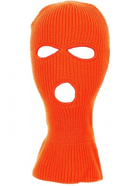 Balaclavas Knitted 3-Hole Full Face Cover Ski Mask - Neon Orange - CL192I773SR $11.45