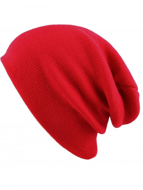 Skullies & Beanies 1300 Winter Unisex Plain Ski Beanie Knit Skull Hat - Red - CQ1272PCDO3 $12.20