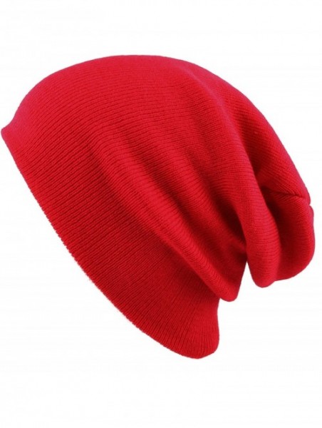 Skullies & Beanies 1300 Winter Unisex Plain Ski Beanie Knit Skull Hat - Red - CQ1272PCDO3 $12.20