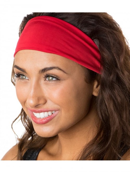 Headbands Xflex Basic Adjustable & Stretchy Wide Softball Headbands for Women Girls & Teens - Lightweight Basic Red - CB17XWK...