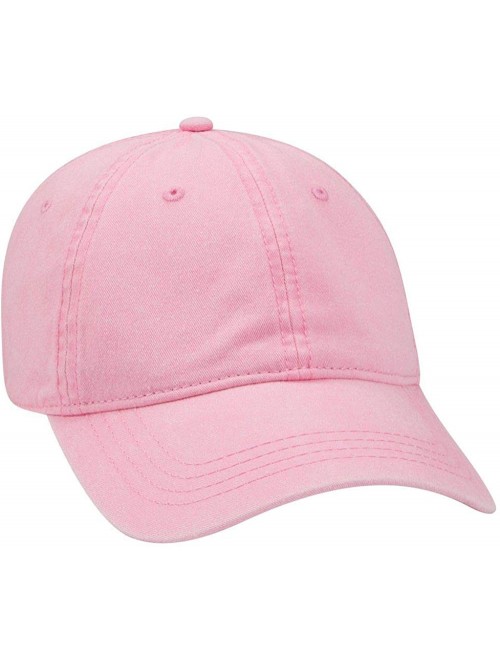 Baseball Caps 6 Panel Low Profile Garment Washed Pigment Dyed Baseball Cap - Pink - CL11918IXWB $18.23