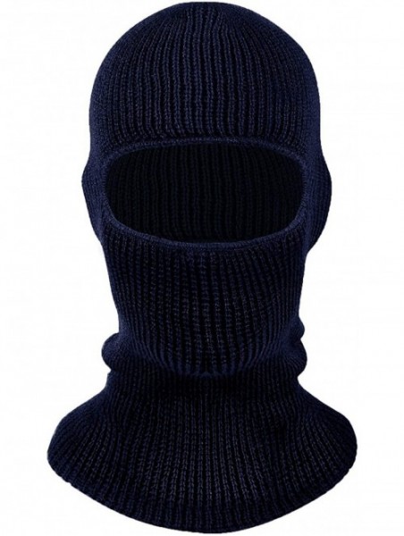 Skullies & Beanies Unisex Thick Knit One Hole Ninja Balaclava Snowboarding Face Mask - Navy - C119253OEOW $16.85