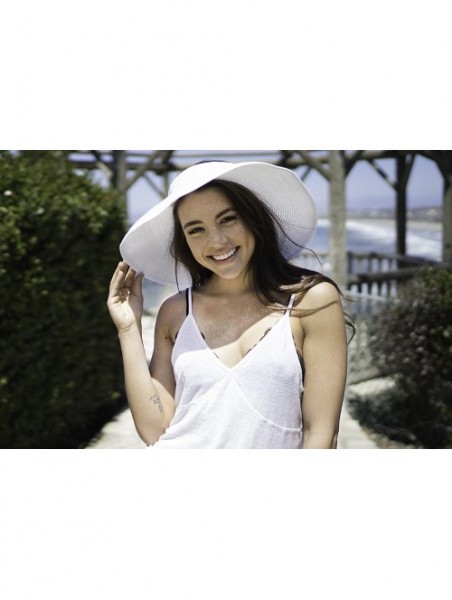 Sun Hats Women's Summer Wide Brim Roll-Up Straw Sun Visor Hat - White - CS12NAJNMH0 $20.34