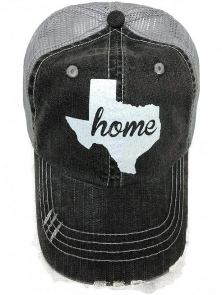 Baseball Caps White Glitter Texas Home Distressed Look Grey Trucker Cap Hat Western - CU12NUHVK67 $29.23