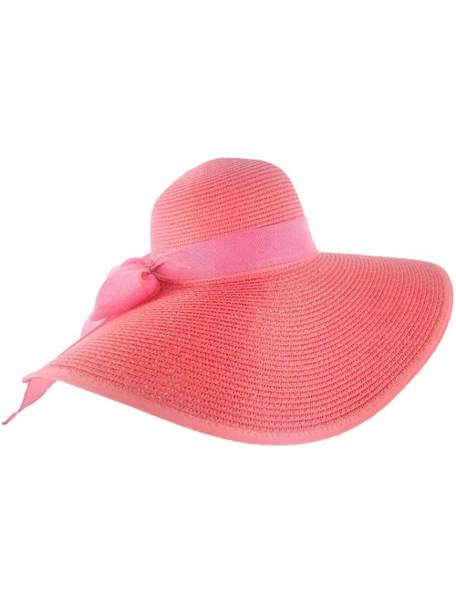 Sun Hats Womens Wide Brim Straw Hat Floppy Foldable Summer Beach Sun Hats for Women UPF50+ - Watermelon Red - CA18U57NTSO $16.36