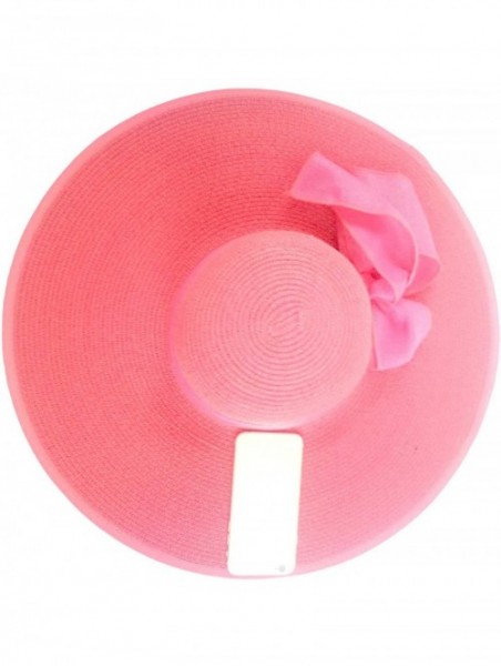 Sun Hats Womens Wide Brim Straw Hat Floppy Foldable Summer Beach Sun Hats for Women UPF50+ - Watermelon Red - CA18U57NTSO $16.36