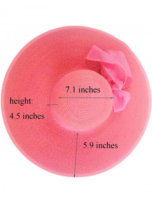 Sun Hats Womens Wide Brim Straw Hat Floppy Foldable Summer Beach Sun Hats for Women UPF50+ - Watermelon Red - CA18U57NTSO $16.36