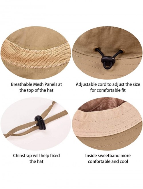 Sun Hats Wide Brim Sun Hats for Women Foldable Summer Beach Hats UPF 50+ Packable Travel Bucket Cap - Outdoors-khaki - C918O4...