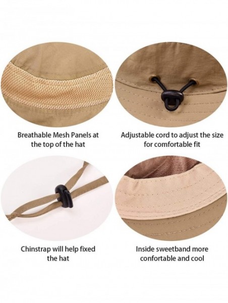 Sun Hats Wide Brim Sun Hats for Women Foldable Summer Beach Hats UPF 50+ Packable Travel Bucket Cap - Outdoors-khaki - C918O4...