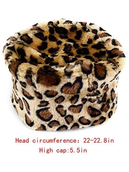 Skullies & Beanies Women Men Warm Faux Fur Hat Fashion Cossack Hat Winter Outdoor Head Wrap - Leopard - C618LGDZLCD $10.47