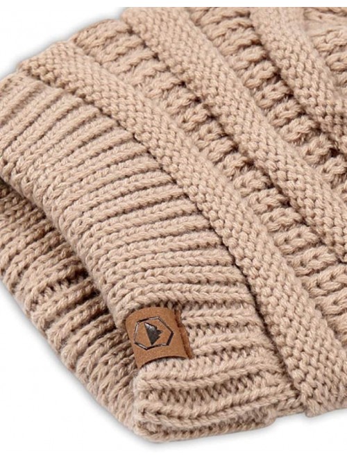 Skullies & Beanies Womens Cable Knit Beanie - Warm & Soft Stretch Winter Hats for Cold Weather - Beige - C412NBA7E5G $10.85