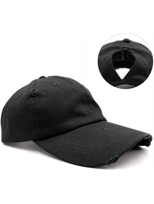 Baseball Caps Ponytail Unconstructed Washed Dad Hat Messy High Bun Ponycaps Plain Baseball Cap - C918WWX7A5H $14.61